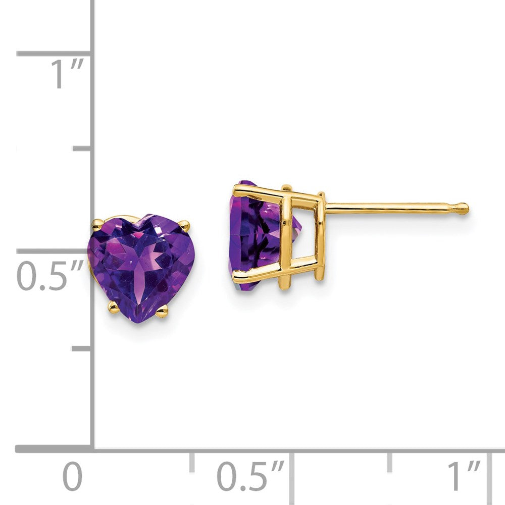 14K Gelbgold Ohrringe mit 7 mm Herz-Amethyst