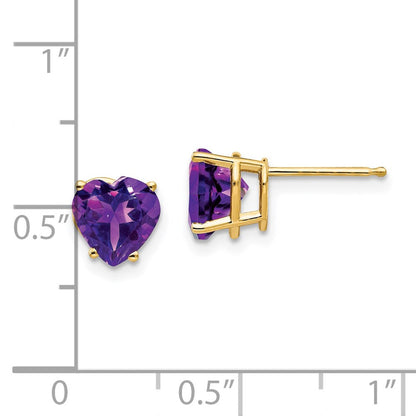 14K Gelbgold Ohrringe mit 7 mm Herz-Amethyst