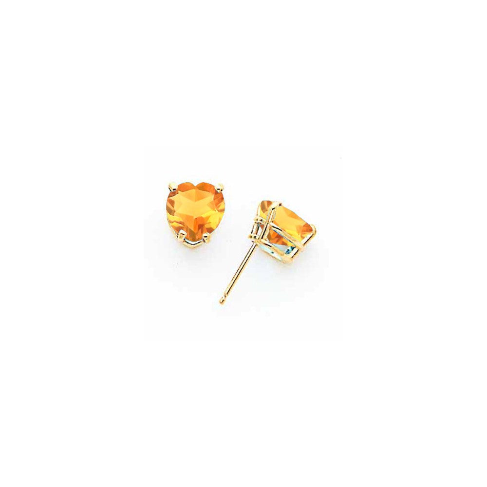 14K Gelbgold Ohrringe mit herzförmigem Citrin, 7 mm