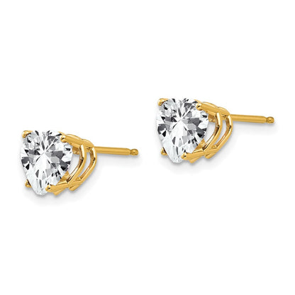 14K Gelbgold Ohrringe mit 7 mm Zirkonia in Herzform