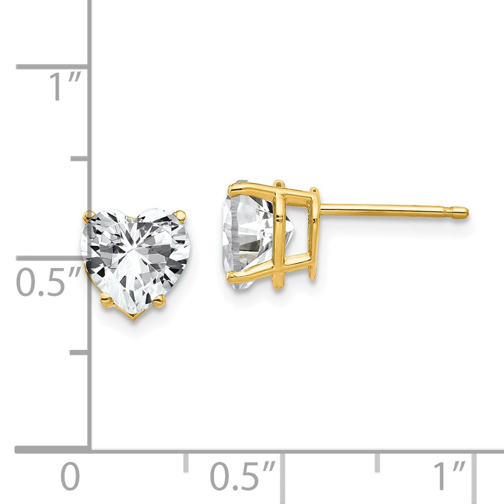 14K Gelbgold Ohrringe mit 7 mm Zirkonia in Herzform