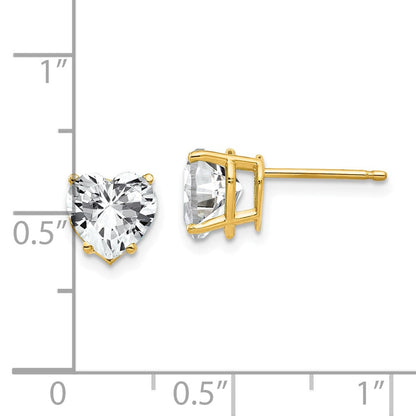14K Gelbgold Ohrringe mit 7 mm Zirkonia in Herzform
