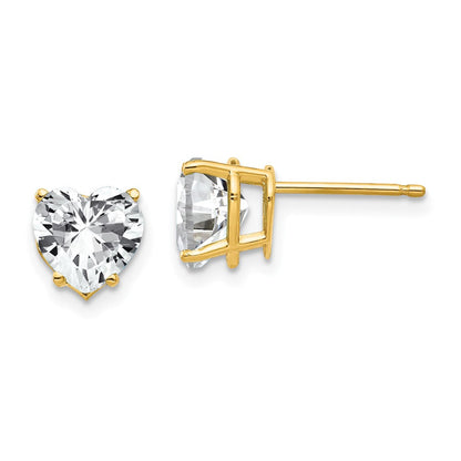 14K Gelbgold Ohrringe mit 7 mm Zirkonia in Herzform