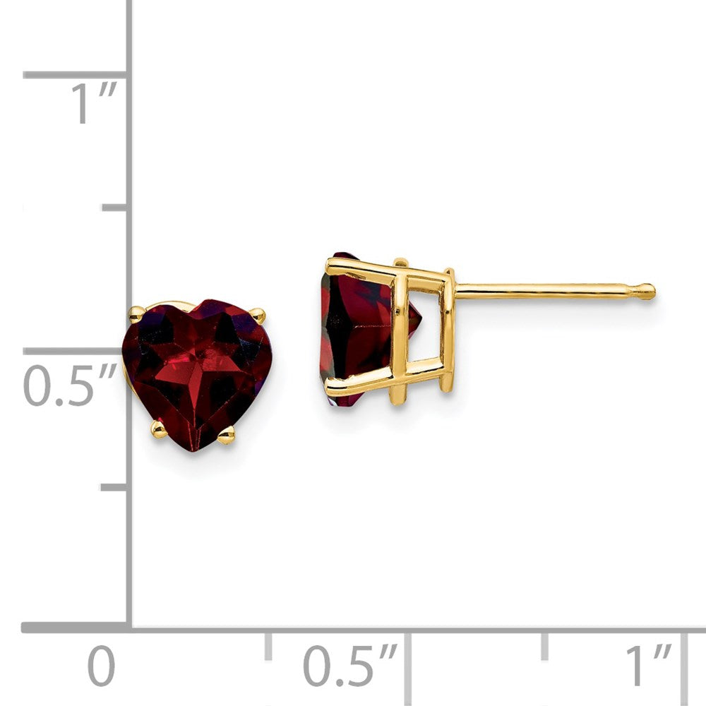 14K Gelbgold Ohrringe mit 7mm Herz-Granat