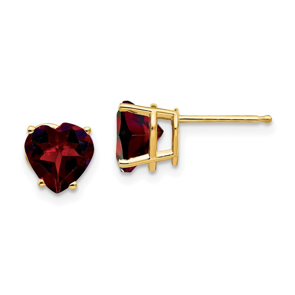 14K Gelbgold Ohrringe mit 7mm Herz-Granat