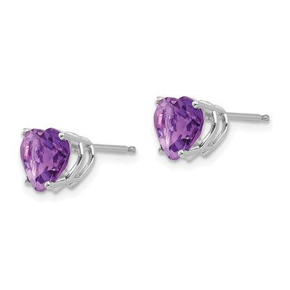 14K Weißgold Ohrringe mit 7-mm-Herz-Amethyst