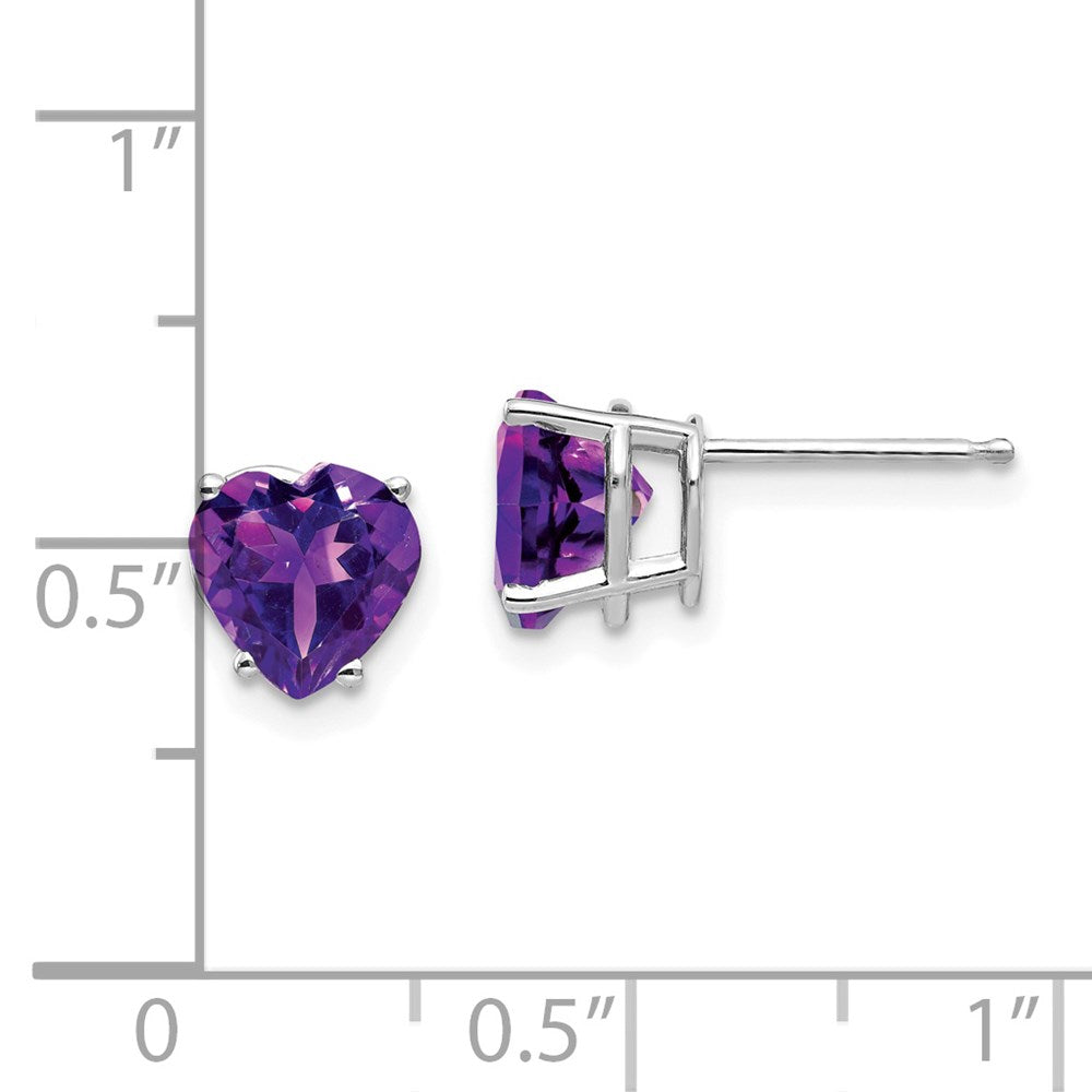 14K Weißgold Ohrringe mit 7-mm-Herz-Amethyst