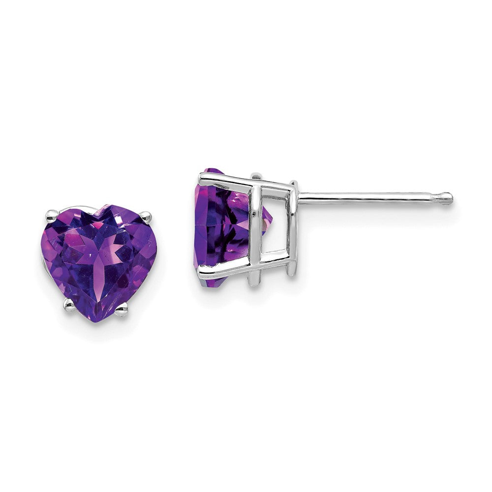 14K Weißgold Ohrringe mit 7-mm-Herz-Amethyst