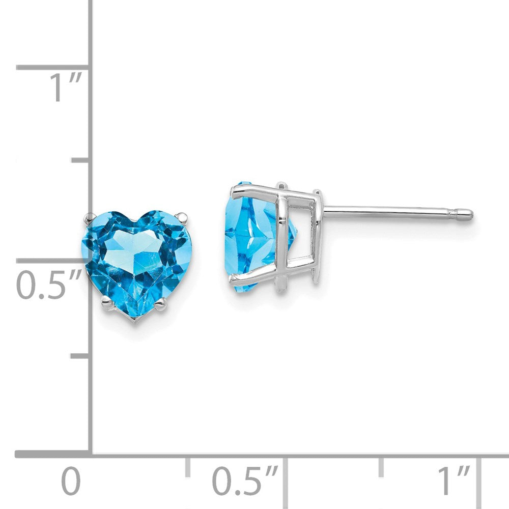14K Weißgold Ohrringe mit 7 mm Blautopas im Herzschliff