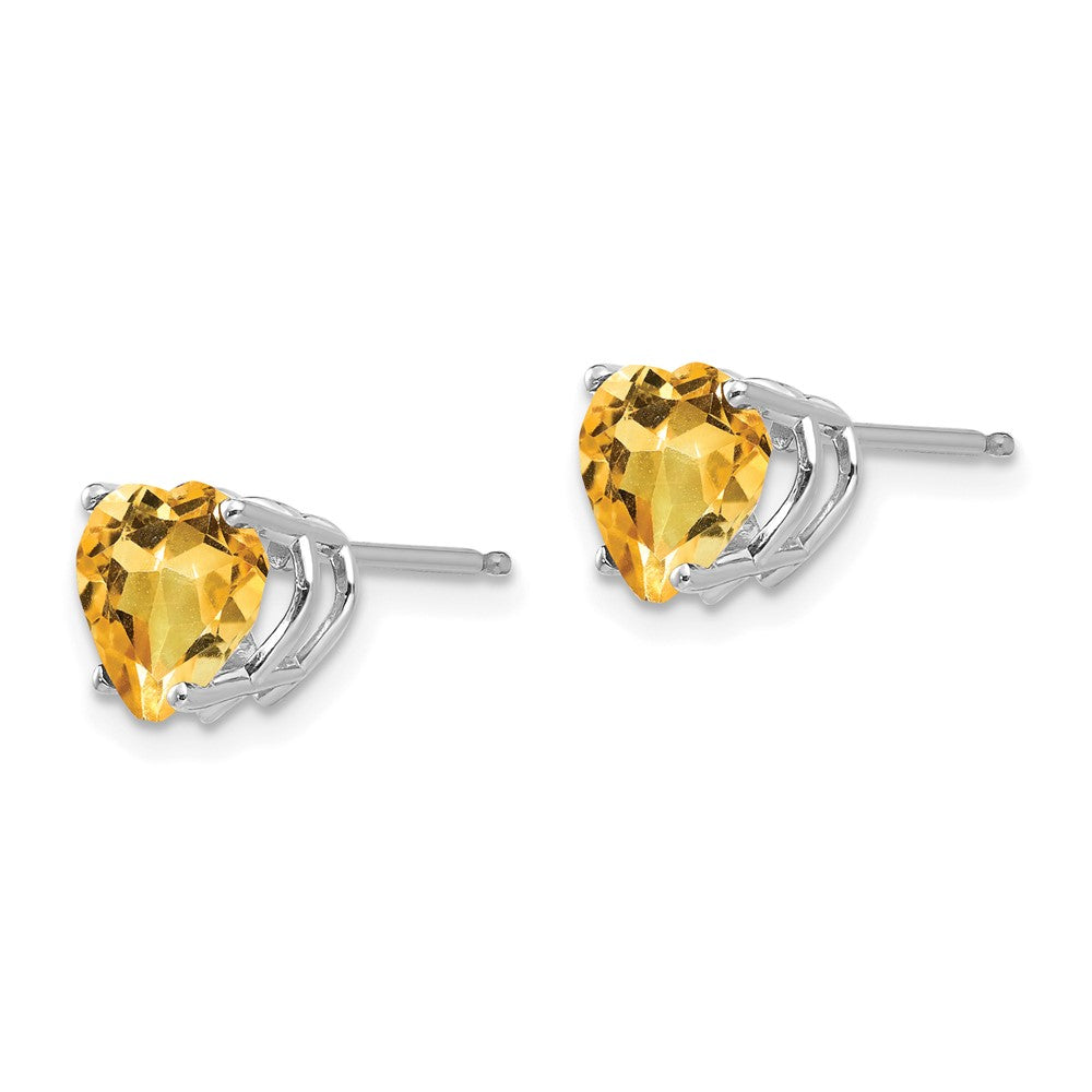 14K Weißgold Ohrringe mit 7 mm Citrin im Herzschliff