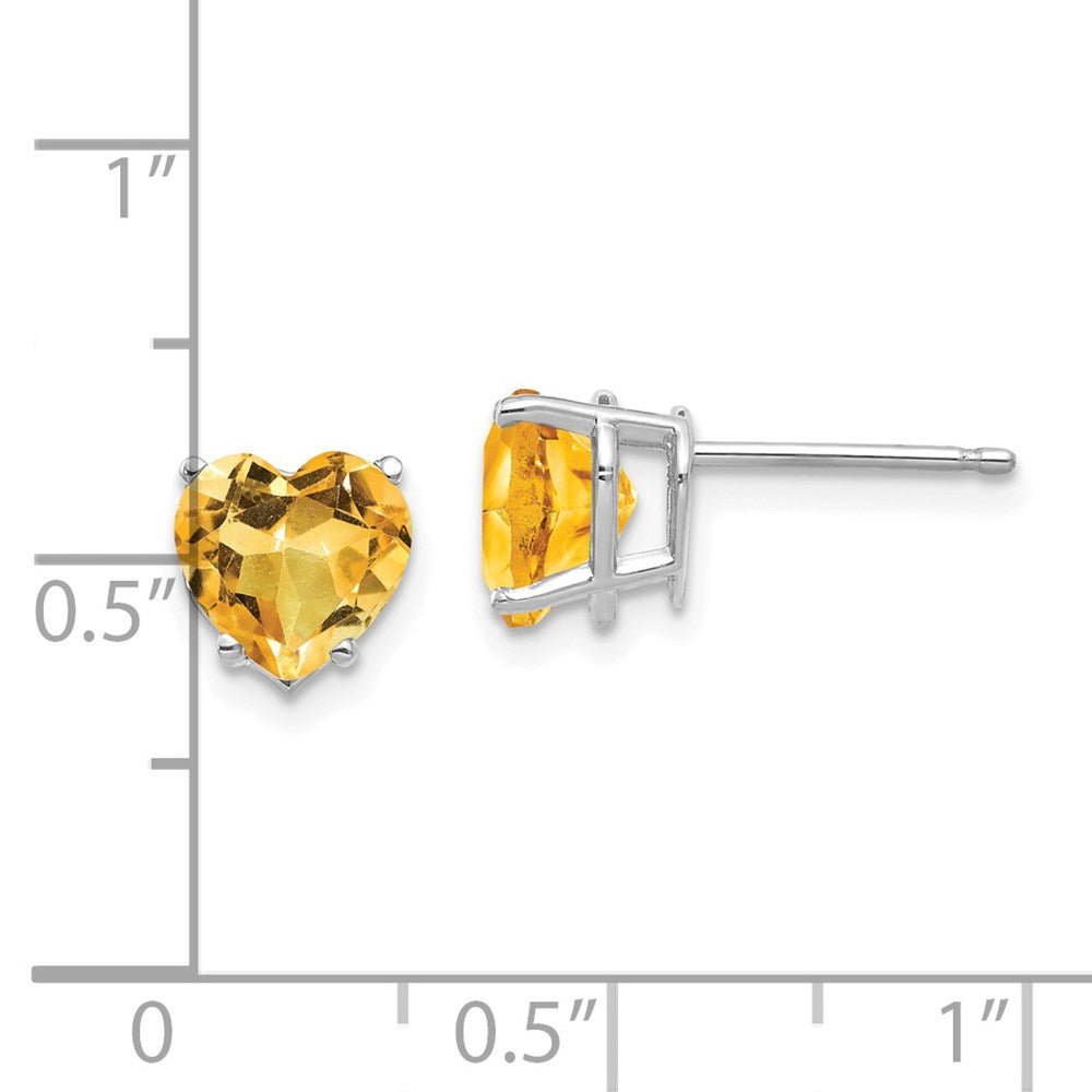 14K Weißgold Ohrringe mit 7 mm Citrin im Herzschliff