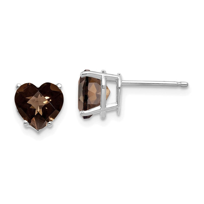 14k Weißgold 7mm Heart Checker-Cut Smok Gelbgold Quartz Earrings
