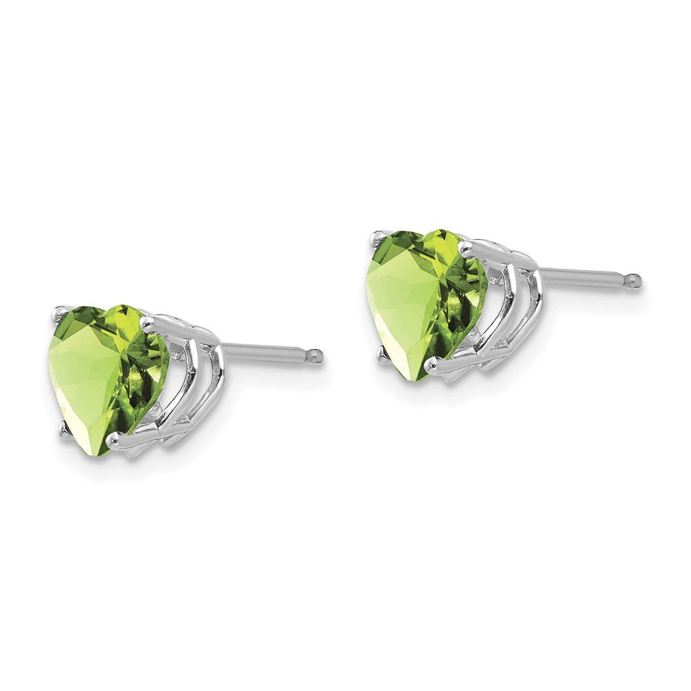 14K Weißgold Ohrringe mit 7 mm Herz-Peridot