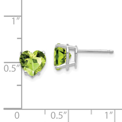 14K Weißgold Ohrringe mit 7 mm Herz-Peridot