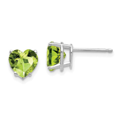 14K Weißgold Ohrringe mit 7 mm Herz-Peridot
