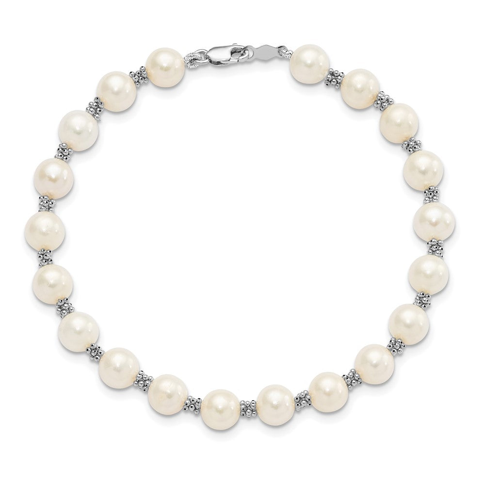 14K Weißgold 6 7mm Halb Rund Süßwasser Zuchtperle Armband