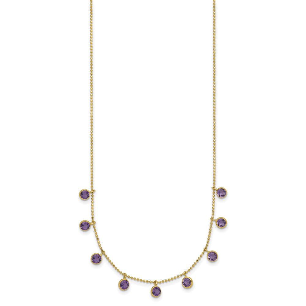 14K Mehrfarbig Edelstein Halskette mit 2 Zoll Verlängerung.