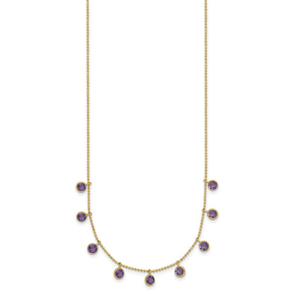 14K Mehrfarbig Edelstein Halskette mit 2 Zoll Verlängerung.