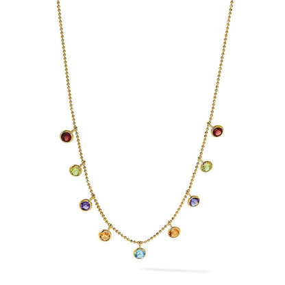14K Mehrfarbig Edelstein Halskette mit 2 Zoll Verlängerung.