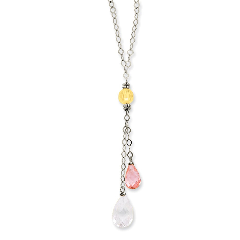 14K Weißgold Wg Klar & Rosa Zirkonia Halskette