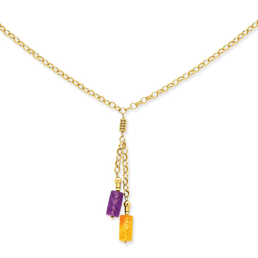 14K Gelbgold Amethyst & Citrin Tropfen Halskette
