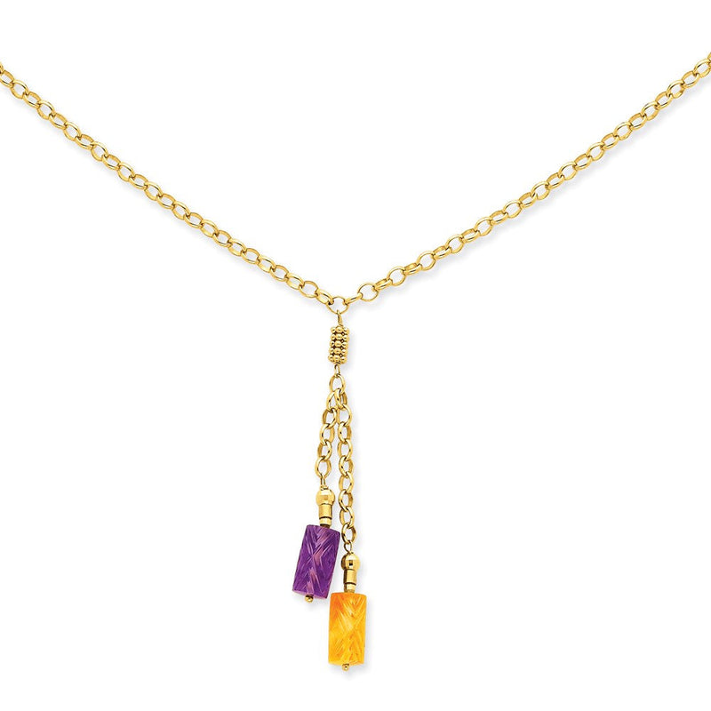 14K Gelbgold Amethyst & Citrin Tropfen Halskette