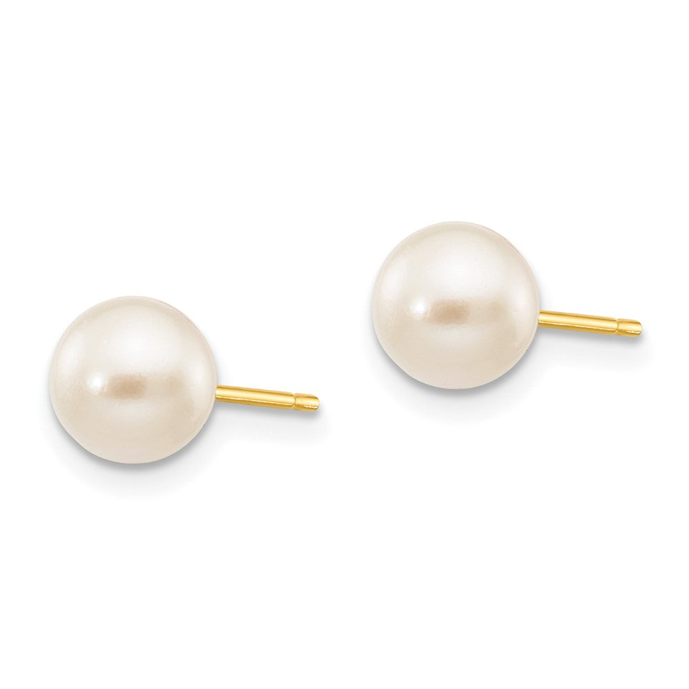 14K Gelbgold 6 7mm Weiß Rund Akoya Salzwasser Zuchtperle Ohrstecker