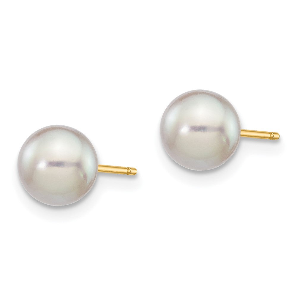 14K Gelbgold 6 7mm Grau Rund Akoya Salzwasser Zuchtperle Ohrstecker