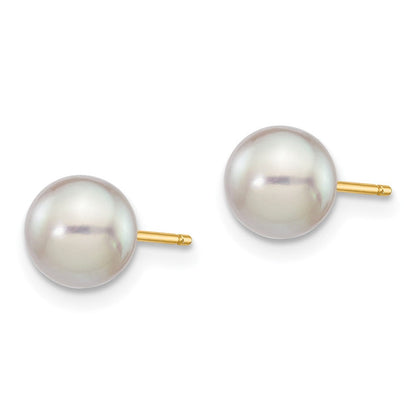 14K Gelbgold 6 7mm Grau Rund Akoya Salzwasser Zuchtperle Ohrstecker