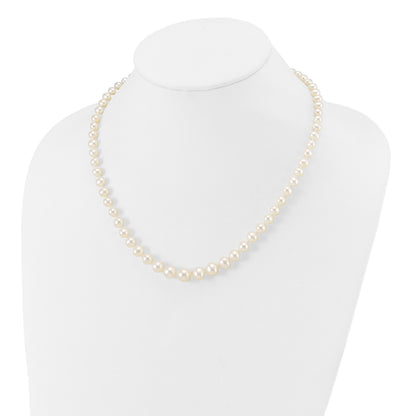 14K Gelbgold 4 8mm Weiß Süßwasser Zuchtperle Abgestuft 18 Zoll Halskette