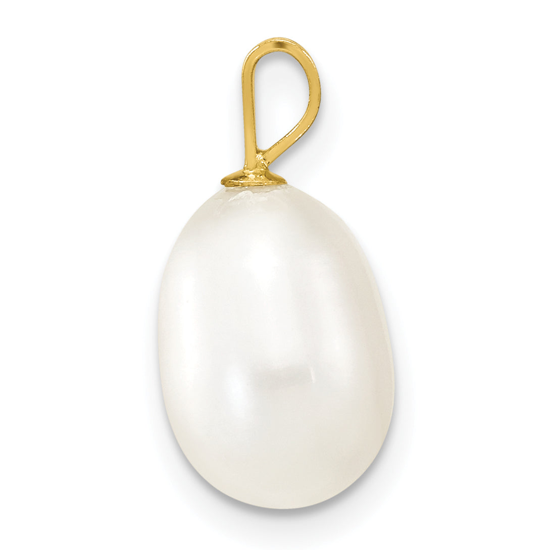 14K Gelbgold 14K 8-9mm Weiß Rice Süßwasser Zuchtperle Anhänger