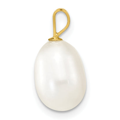 14K Gelbgold 14K 8-9mm Weiß Rice Süßwasser Zuchtperle Anhänger