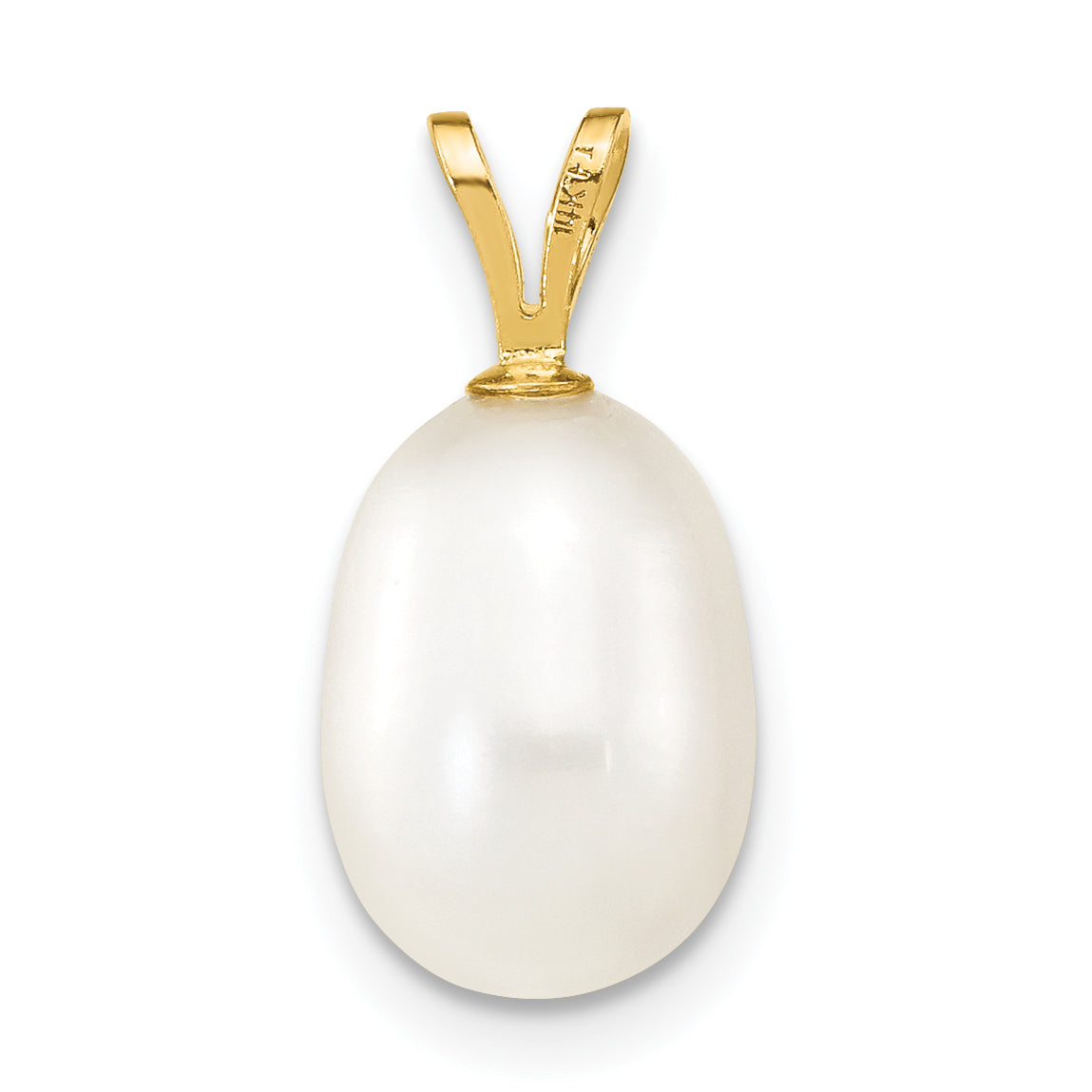 14K Gelbgold 14K 8-9mm Weiß Rice Süßwasser Zuchtperle Anhänger