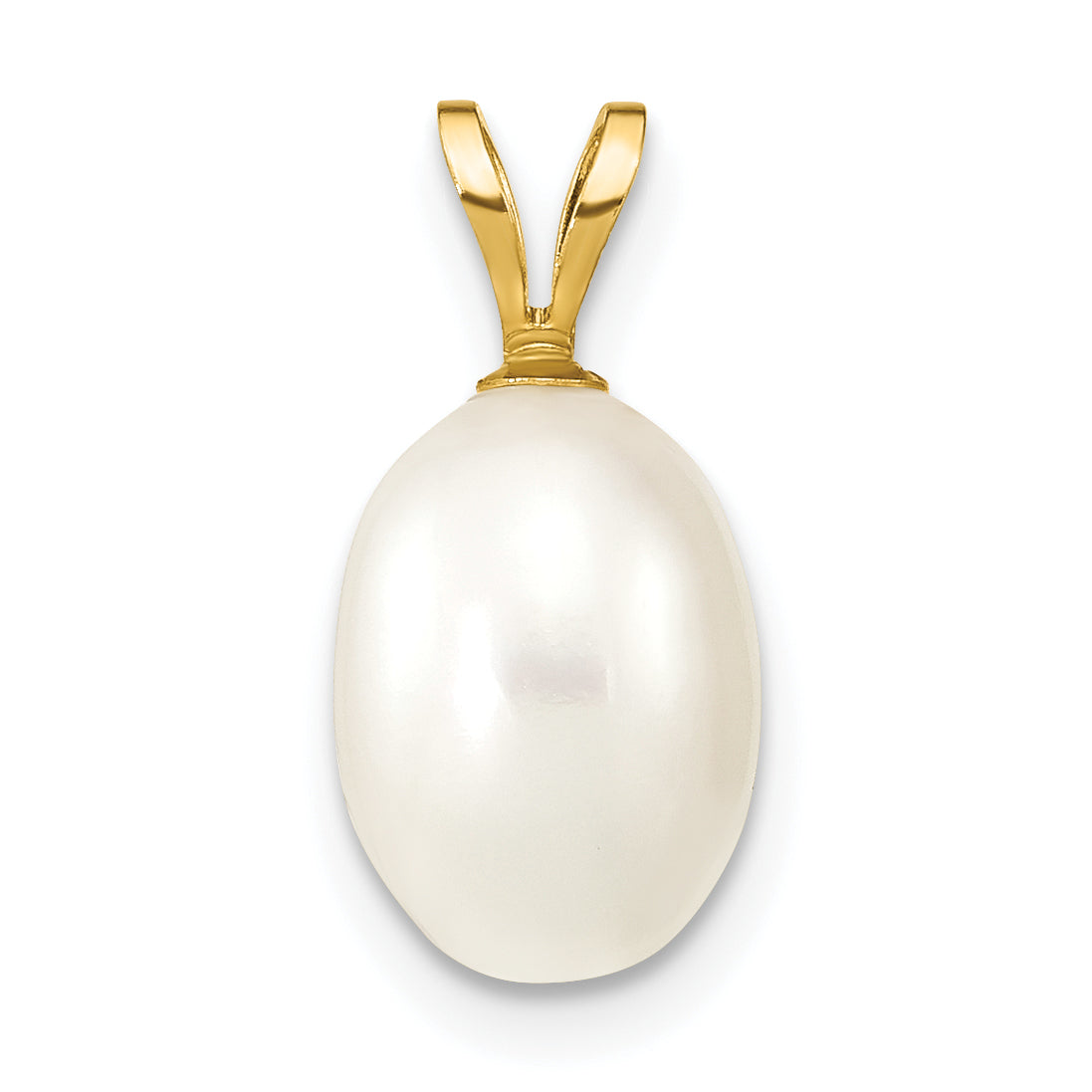 14K Gelbgold 14K 7-8mm Weiß Rice Süßwasser Zuchtperle Anhänger