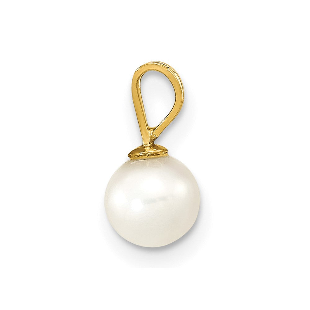 14K Gelbgold 14K 5-6mm Weiß Rund Süßwasser Zuchtperle Anhänger
