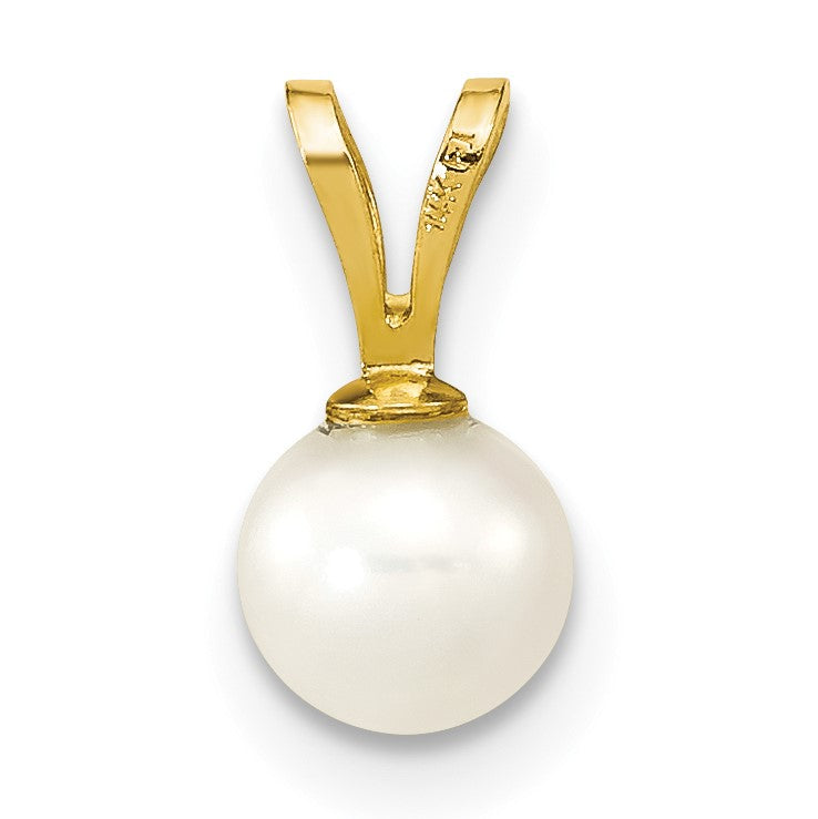 14K Gelbgold 14K 5-6mm Weiß Rund Süßwasser Zuchtperle Anhänger