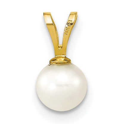 14K Gelbgold 14K 5-6mm Weiß Rund Süßwasser Zuchtperle Anhänger