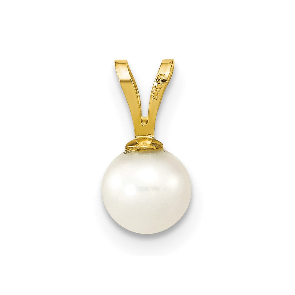 14K Gelbgold 14K 5-6mm Weiß Rund Süßwasser Zuchtperle Anhänger