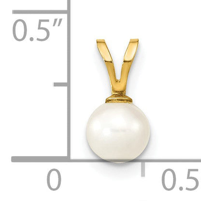 14K Gelbgold 14K 5-6mm Weiß Rund Süßwasser Zuchtperle Anhänger