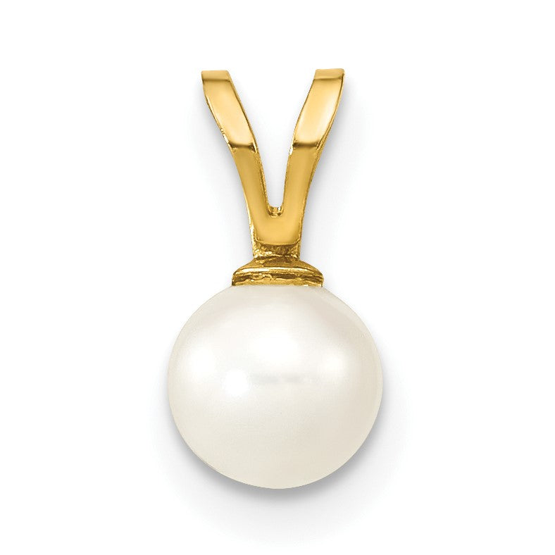 14K Gelbgold 14K 5-6mm Weiß Rund Süßwasser Zuchtperle Anhänger