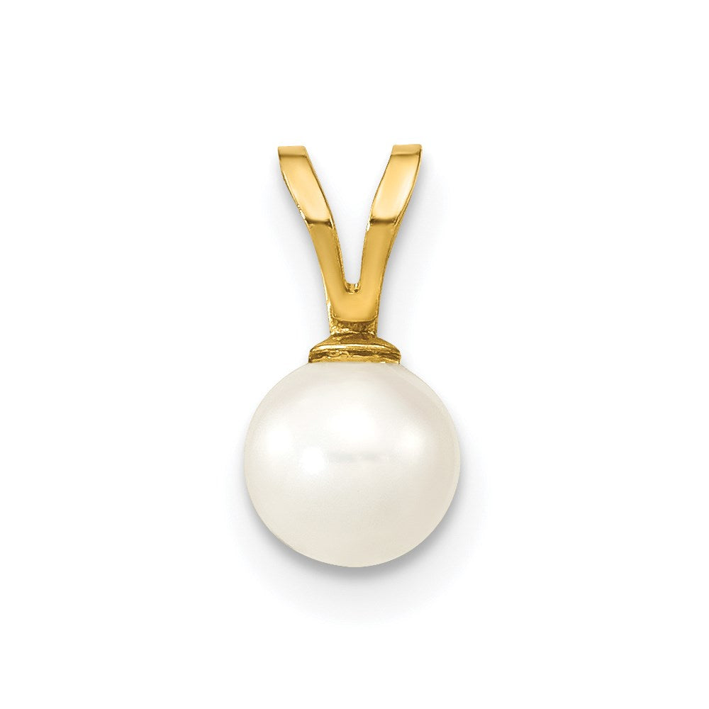 14K Gelbgold 14K 5-6mm Weiß Rund Süßwasser Zuchtperle Anhänger