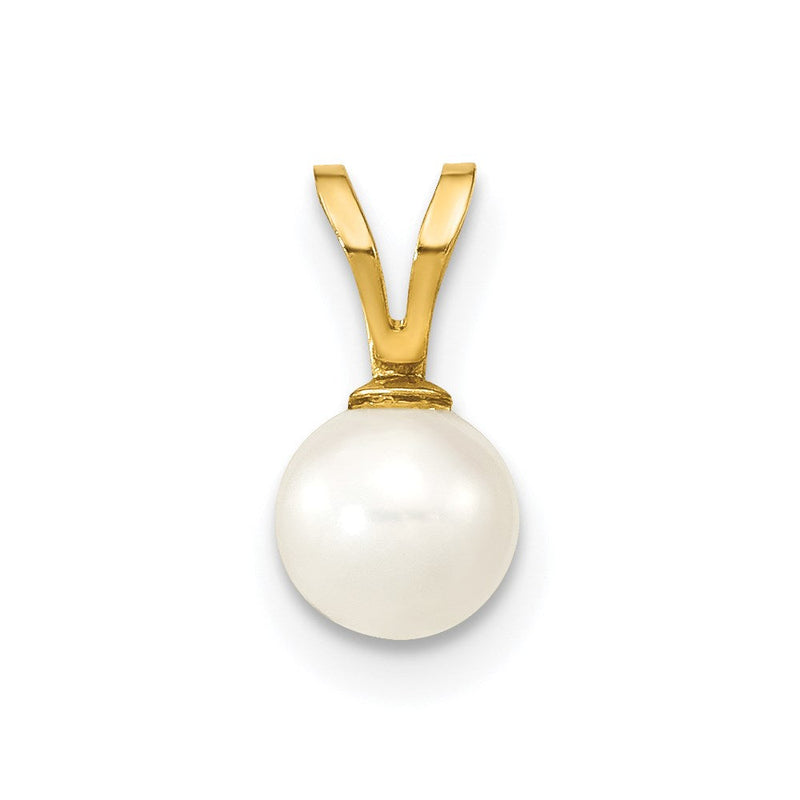 14K Gelbgold 14K 5-6mm Weiß Rund Süßwasser Zuchtperle Anhänger