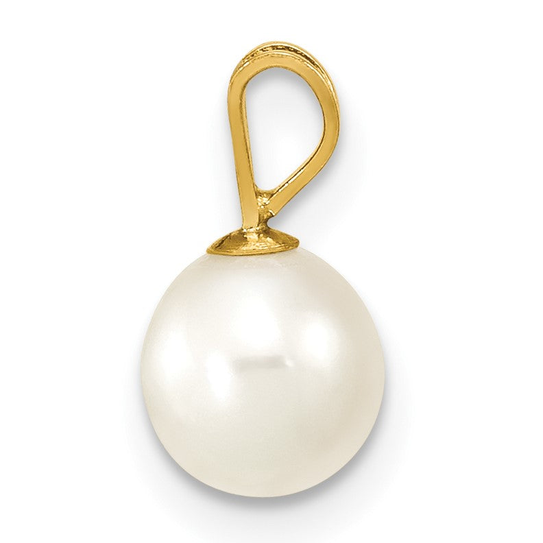 14K Gelbgold 14K 6-7mm Weiß Rund Süßwasser Zuchtperle Anhänger