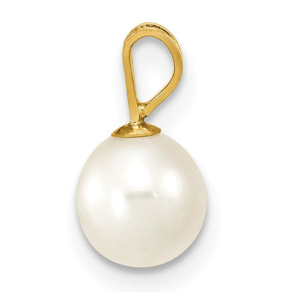 14K Gelbgold 14K 6-7mm Weiß Rund Süßwasser Zuchtperle Anhänger