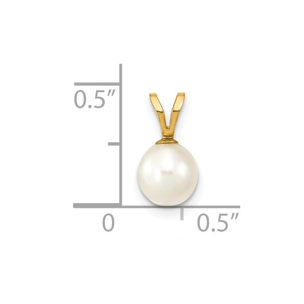 14K Gelbgold 14K 6-7mm Weiß Rund Süßwasser Zuchtperle Anhänger