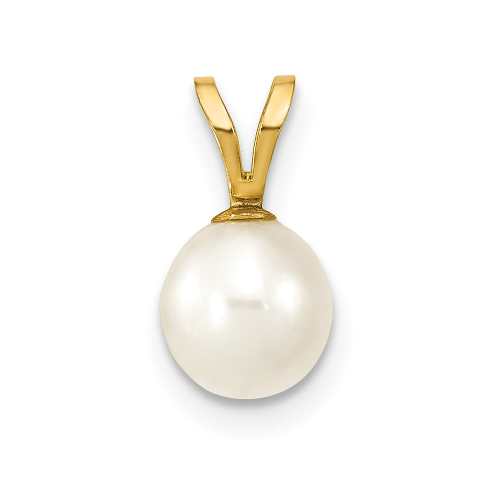 14K Gelbgold 14K 6-7mm Weiß Rund Süßwasser Zuchtperle Anhänger