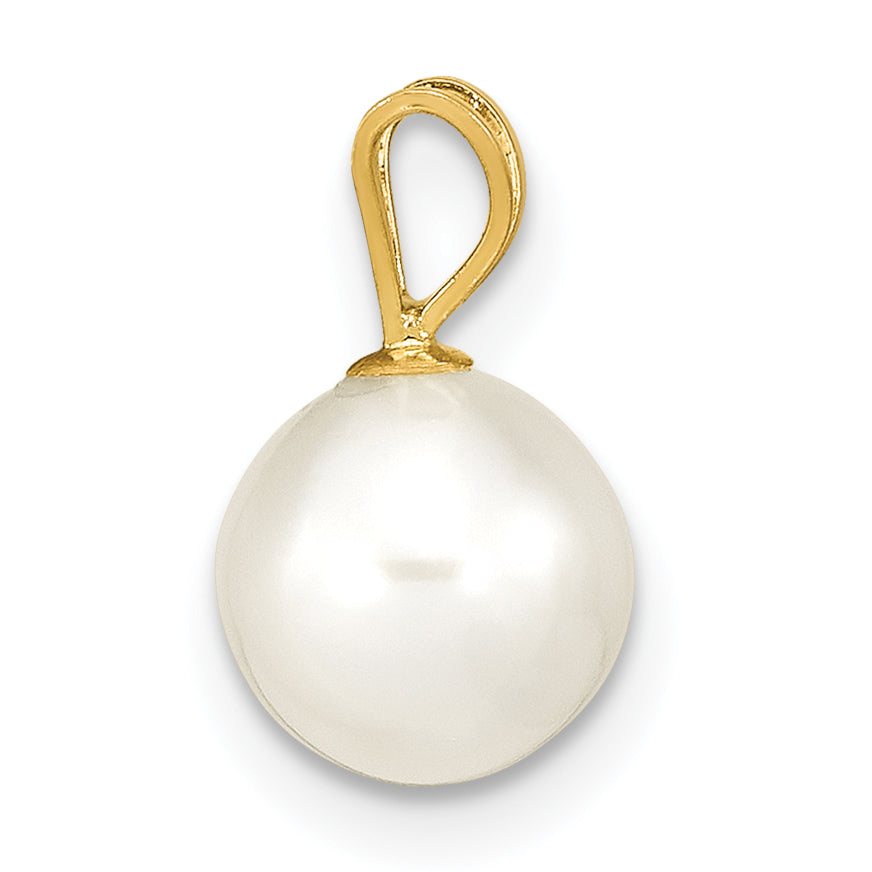 14K Gelbgold 14K 7-8mm Weiß Rund Süßwasser Zuchtperle Anhänger