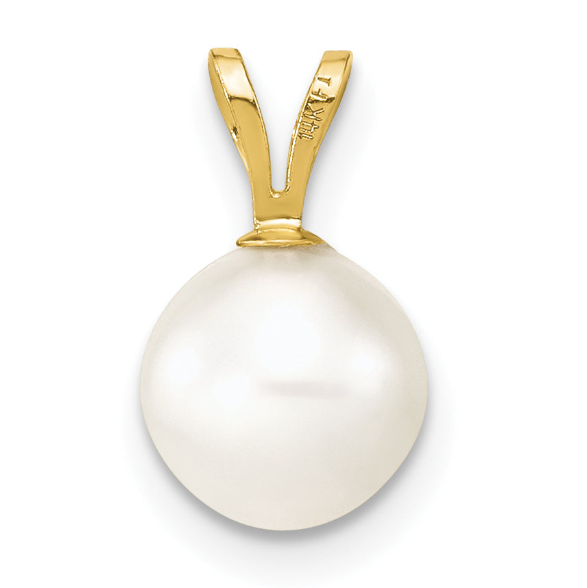 14K Gelbgold 14K 7-8mm Weiß Rund Süßwasser Zuchtperle Anhänger