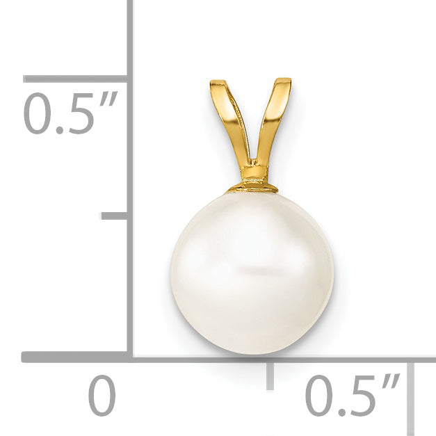 14K Gelbgold 14K 7-8mm Weiß Rund Süßwasser Zuchtperle Anhänger