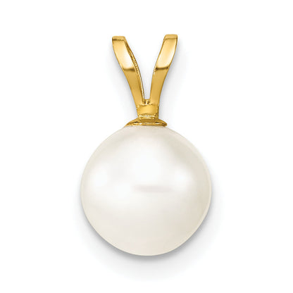 14K Gelbgold 14K 7-8mm Weiß Rund Süßwasser Zuchtperle Anhänger